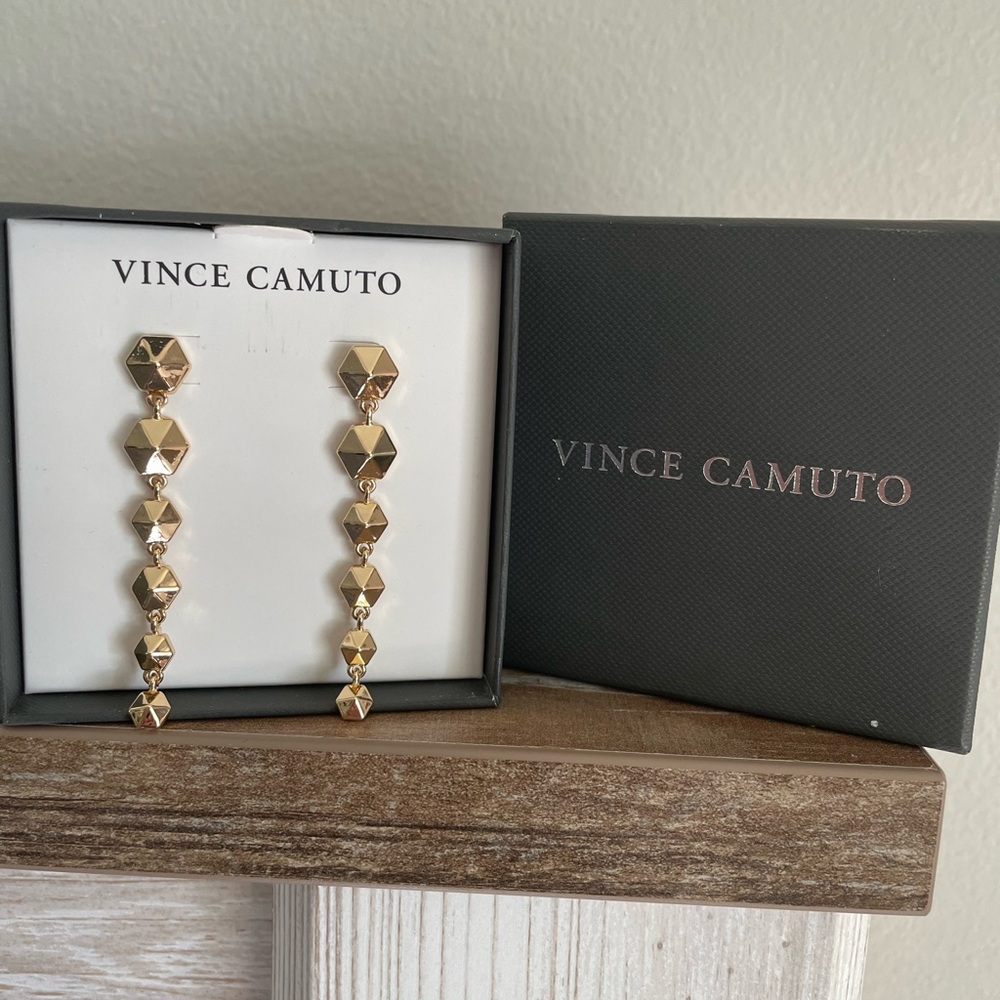 Vince Camuto Gold Pyramid Drop Earrings
